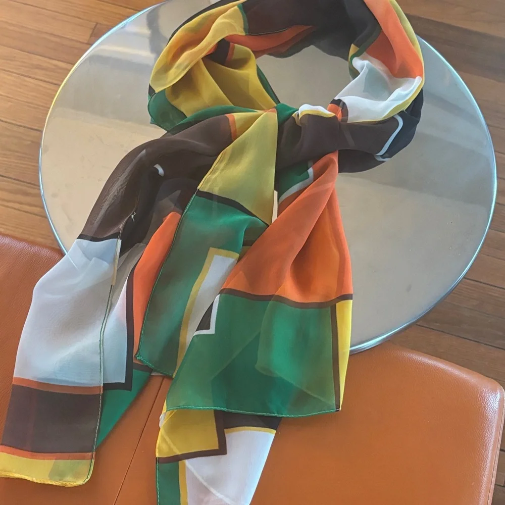 Colorful Geometric Scarf long wrap retro natural colorful